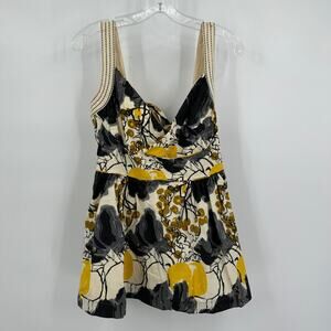 Viola Womens Top Size 12 Artistic Print Sleeveless Back Tie Cottagecore Babydoll